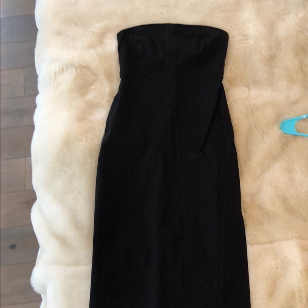 Black tube dress below the knee length
